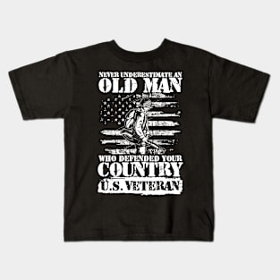 Never Underestimate An Old Man Who Defended Your Country Kids T-Shirt